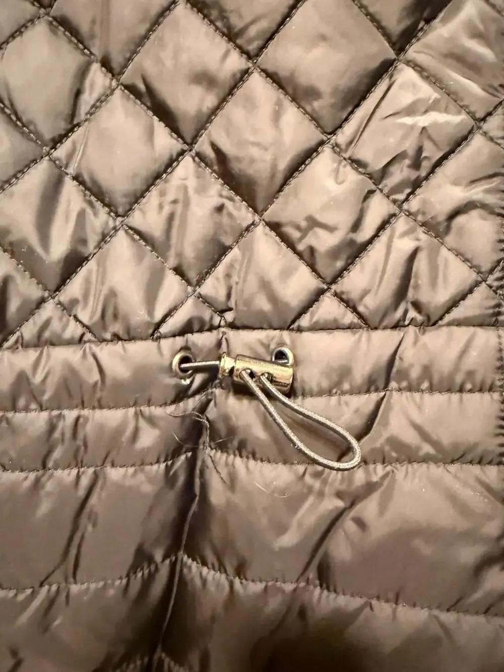 NWT Sebby Hooded Water-Resistant Diamond Quilted Jacket in Black Size M